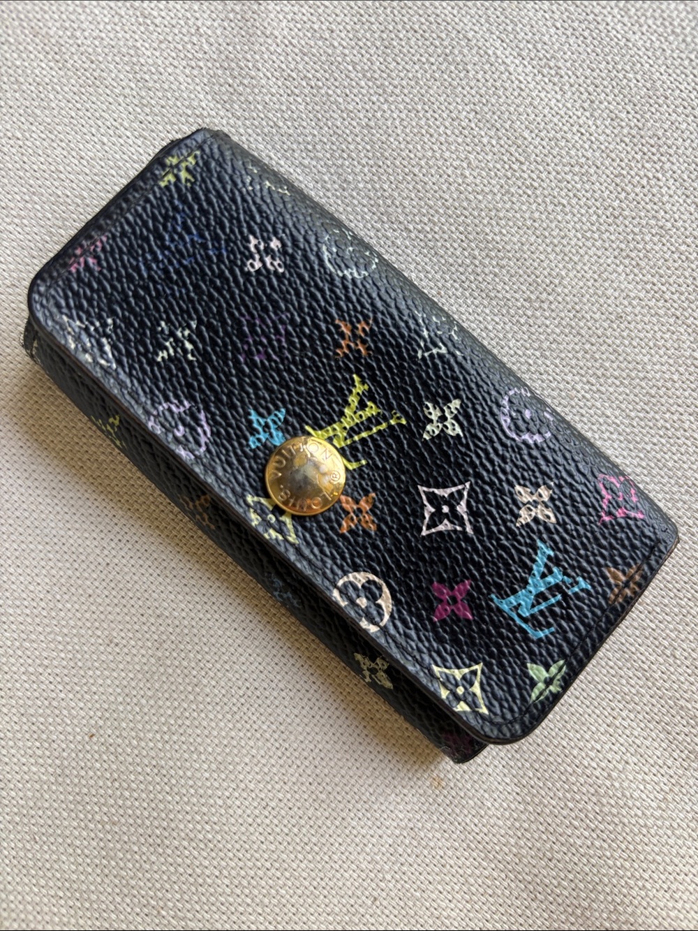 Louis Vuitton Murakami Black Multicolor Monogram Canvas Key Card Holder Limited